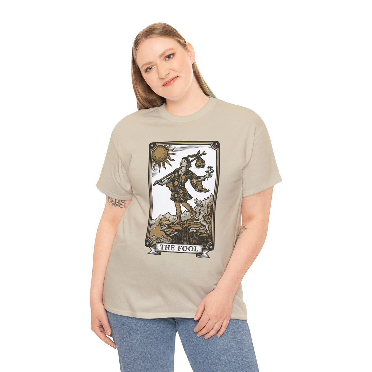 The Fool Tarot Card Graphic T-Shirt - Heavy Cotton Classic Fit Tee - Unisex White