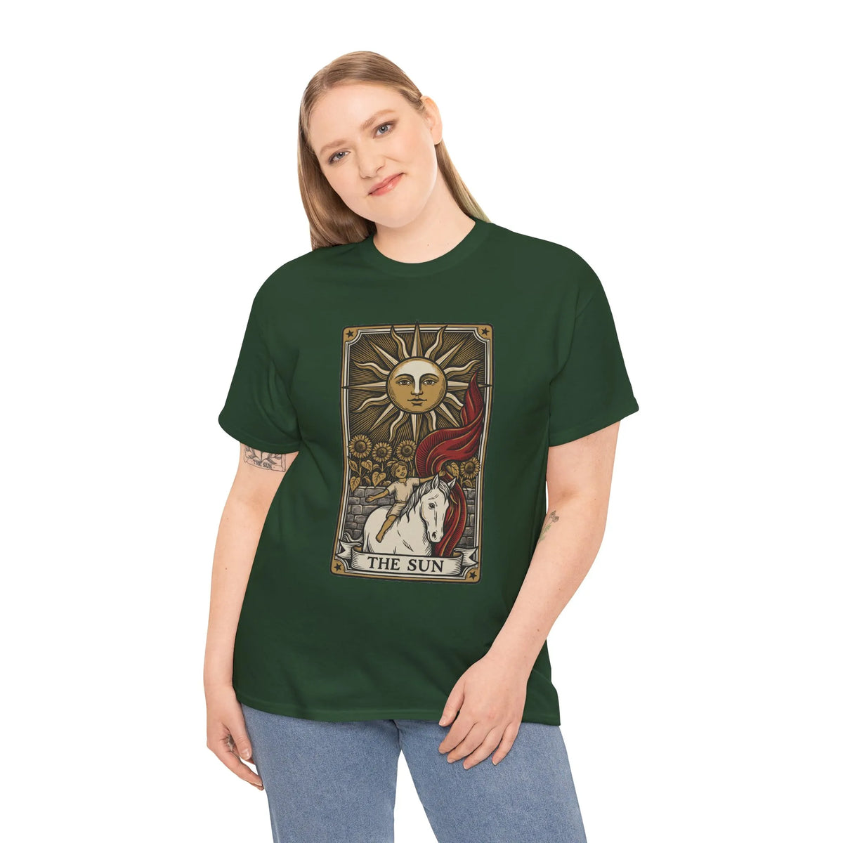 Tarot The Sun Card T-Shirt - Medium Weight 100% Cotton Tee - Unisex White