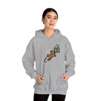 8-Bit Pixel Gaming Dog Fetch Quest Hoodie - Medium Heavy Blend Fleece Pullover - Unisex Off White