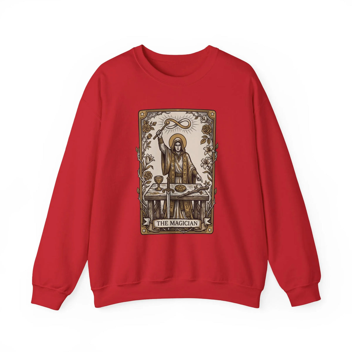 The Magician Tarot Card Sweatshirt - Heavy Blend Fleece Crewneck Pullover - Unisex Warm White