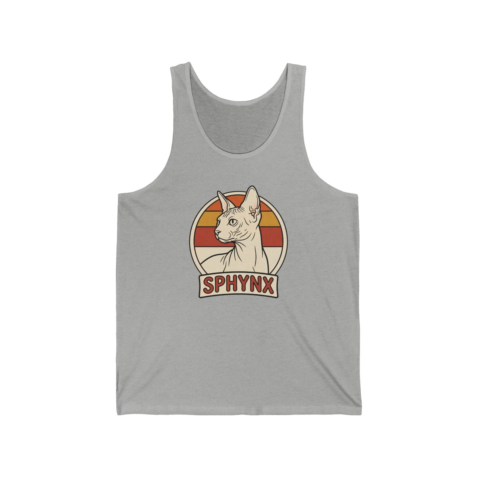 Sphynx Retro 70s Sunset Tank Top - Soft Airlume Cotton Retail Fit - Unisex Athletic Heather