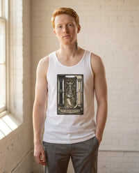 High Priestess Tarot Card Tank Top - Lightweight Ring-Spun Cotton Jersey - Unisex White
