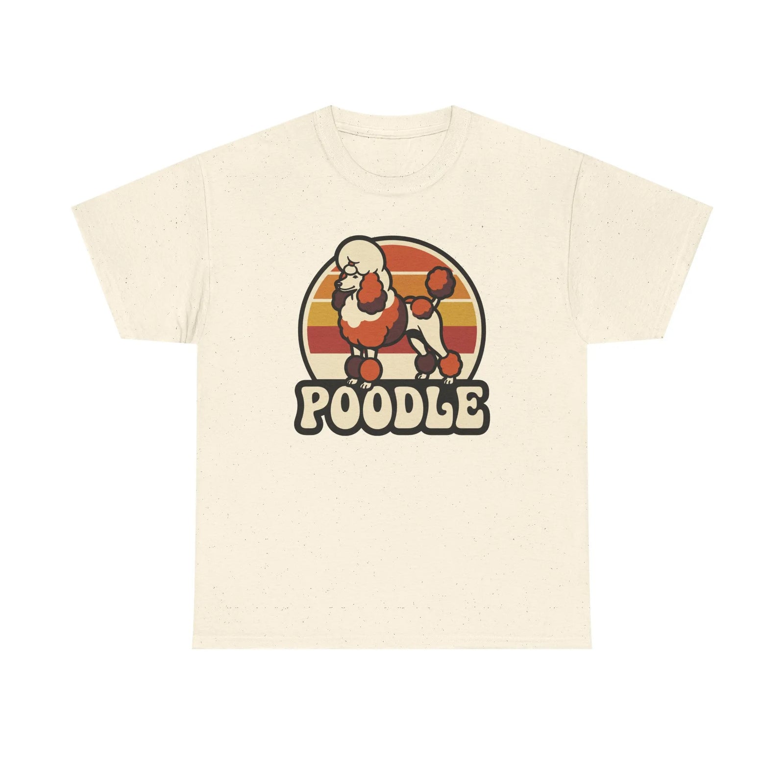 Poodle Retro 70s Sunset T-Shirt - Heavy Cotton Classic Fit Tee - Unisex White