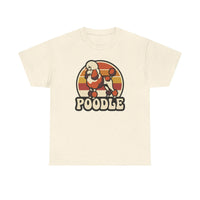 Poodle Retro 70s Sunset T-Shirt - Heavy Cotton Classic Fit Tee - Unisex White
