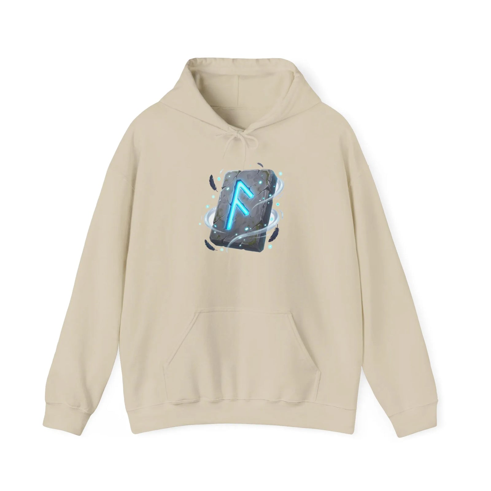 Ansuz Rune Odin's Raven Graphic Hoodie - Medium Heavy Fabric Classic Fit - Unisex White