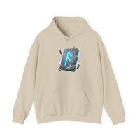 Ansuz Rune Odin's Raven Graphic Hoodie - Medium Heavy Fabric Classic Fit - Unisex White