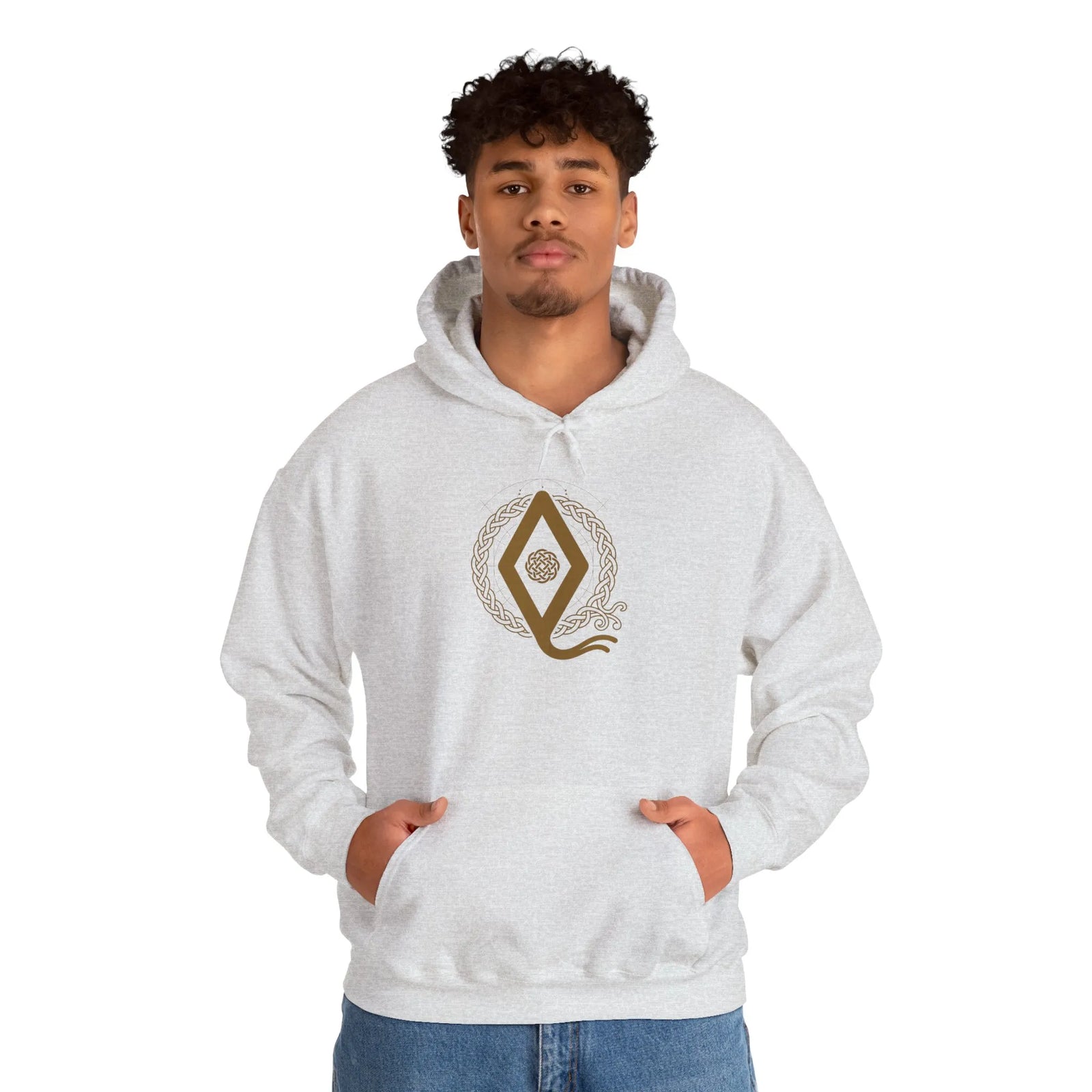 Ingwaz Rune Symbol Hoodie - Heavy Blend Fleece Pullover - Unisex Off White