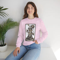 The Tower Tarot Card Sweatshirt - Heavy Blend Fleece Crewneck - Unisex White