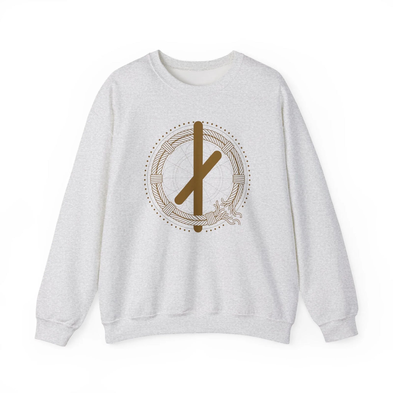 ᚾ Nauthiz Runic Design Sweatshirt - Heavy Blend Crewneck Fleece - Unisex White