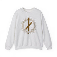 ᚾ Nauthiz Runic Design Sweatshirt - Heavy Blend Crewneck Fleece - Unisex White