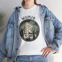 Wunjo Rune Joy Celebration T-Shirt - Heavy Cotton Classic Fit Crewneck - Unisex White