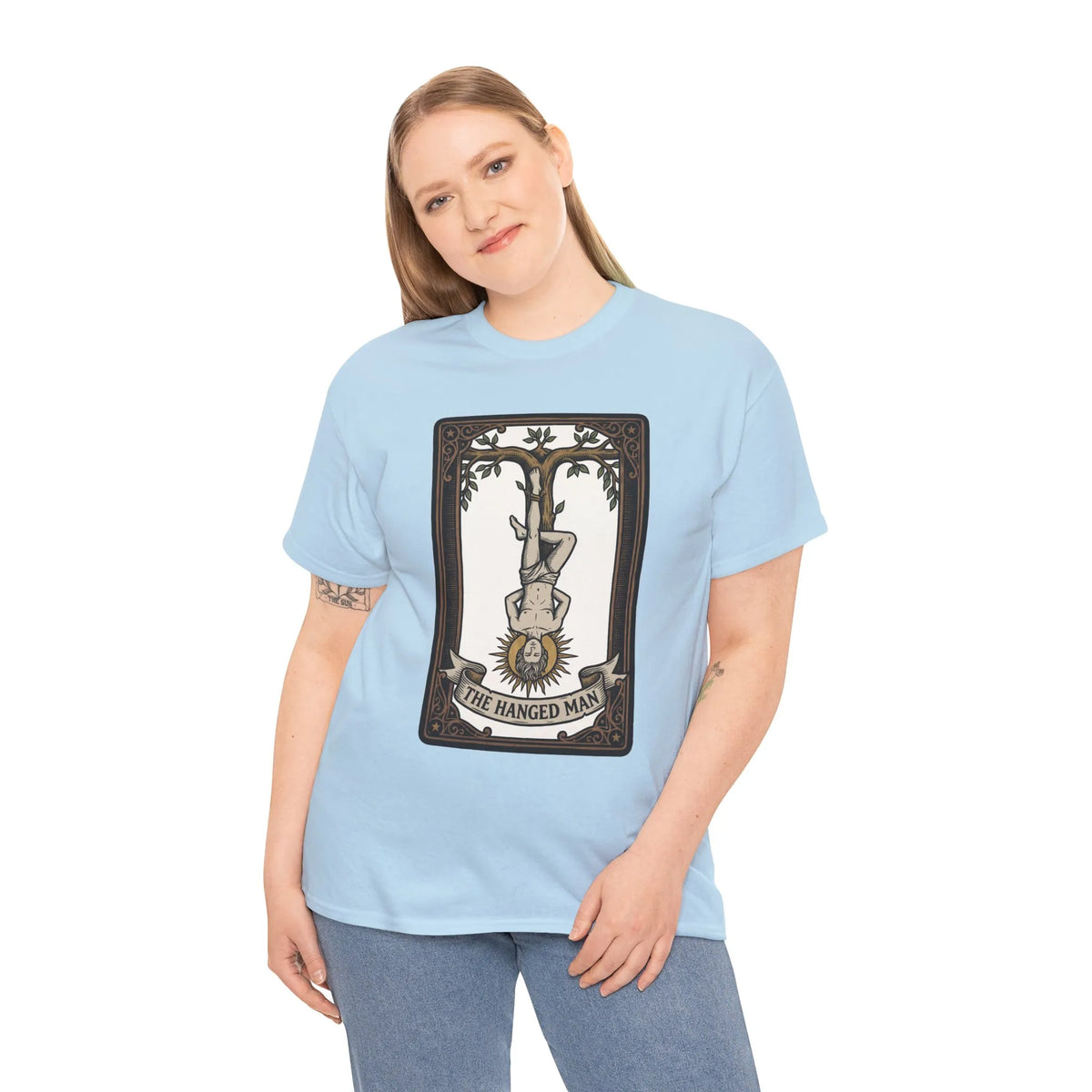 The Hanged Man Tarot Card T-Shirt - Heavy Cotton Classic Fit Tee - Unisex White