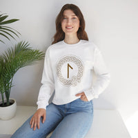 Laguz Rune Knotwork Graphic Sweatshirt - Heavy Blend Cotton Poly Fleece - Unisex White