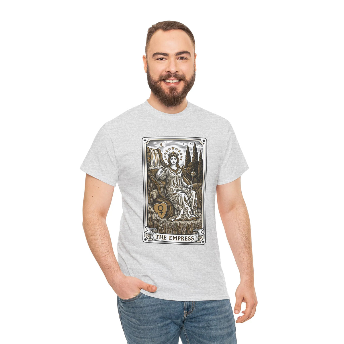 Empress Tarot Card Graphic T-Shirt - Heavy Cotton Classic Fit Tee - Unisex White