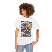 Ronin and the Wave Ukiyo-e T-Shirt - Heavy Cotton Classic Fit Tee - Unisex Off White