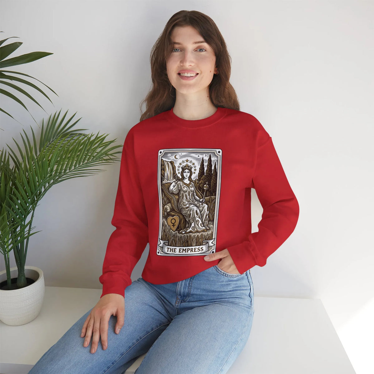 Major Arcana Empress Tarot Card Sweatshirt - Soft Heavy Blend Crewneck - Unisex White