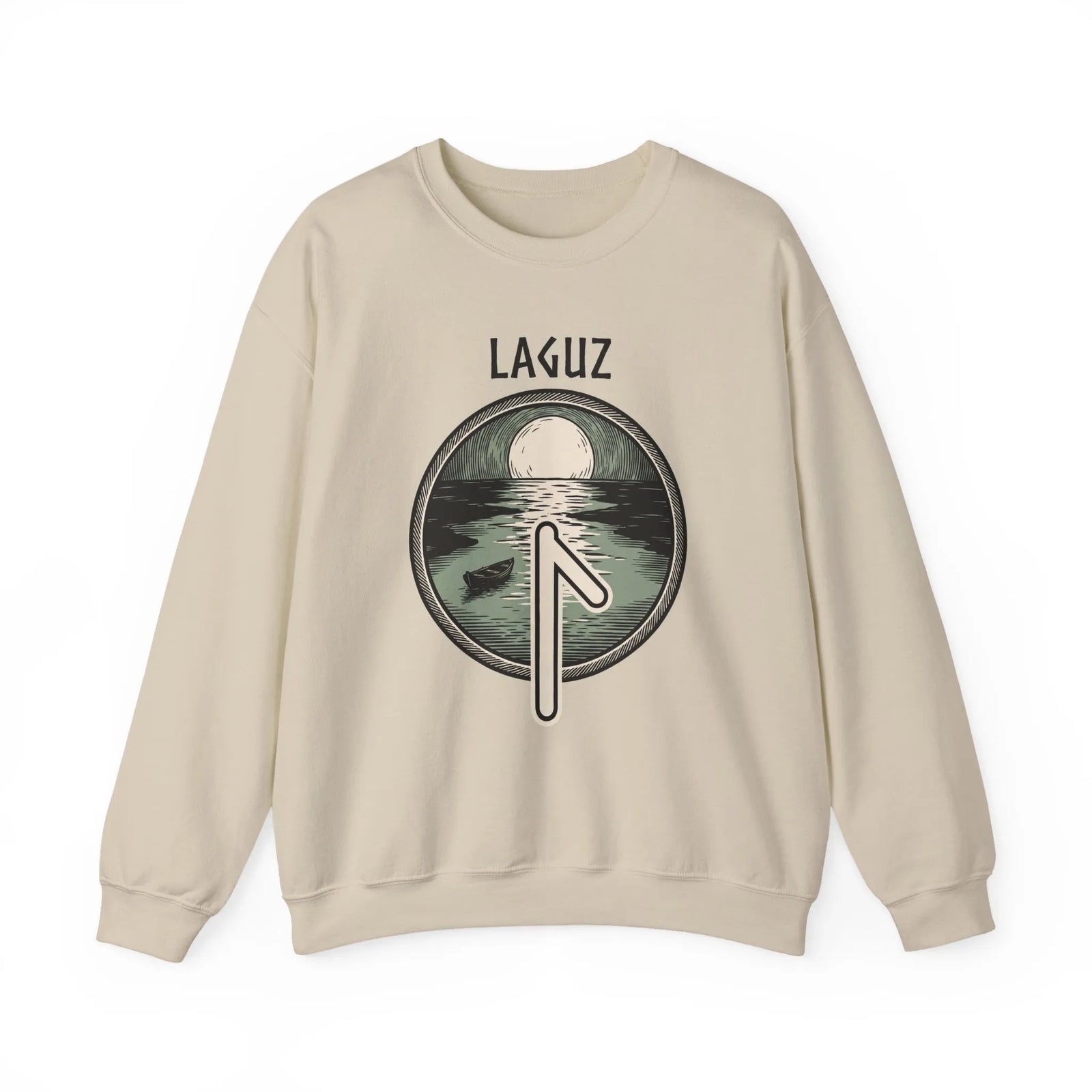 Laguz Rune Water Lifeblood Sweatshirt - Heavy Blend Fleece Crewneck - Unisex White