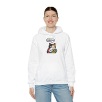 Player One 8-Bit Pixel Gaming Cats Hoodie - Soft Cotton Blend Fleece Pullover - Unisex White