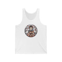 Fan Dancer Ukiyo-e Samurai Cats Tank Top - Soft Lightweight Ring-Spun Jersey - Unisex White