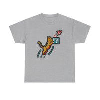 8-Bit Pixel Gaming Cats Graphic T-Shirt - Heavy Cotton Classic Fit Tee - Unisex White