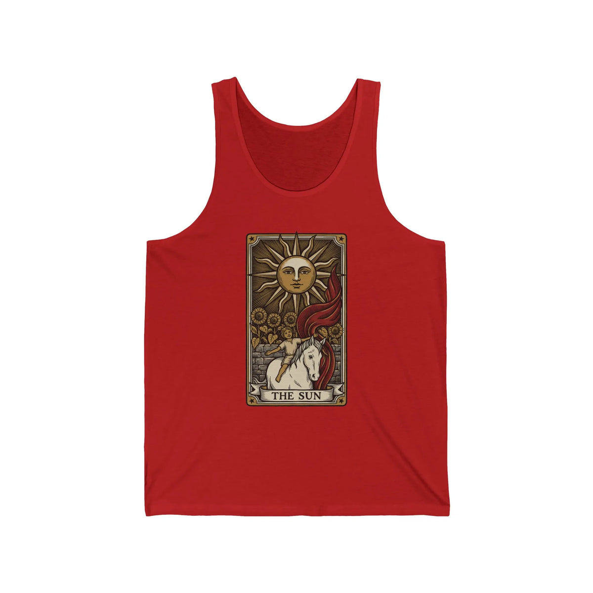 The Sun Tarot Card Tank Top - Soft Airlume Cotton Retail Fit - Unisex White