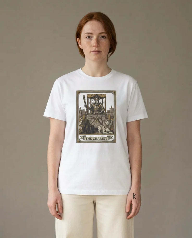 The Chariot Tarot Card T-Shirt - Heavy Cotton Classic Fit Tee - Unisex White