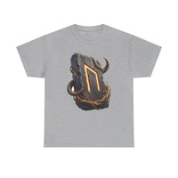 Uruz Rune Wild Ox Strength T-Shirt - Heavy Cotton Classic Fit Tee - Unisex White
