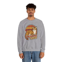 Orange Tabby Retro Sunset Graphic Sweatshirt - Heavy Blend Crewneck Fleece - Unisex White