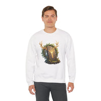 Elhaz Rune Antler Graphic Sweatshirt - Heavy Blend Fleece Crewneck - Unisex White