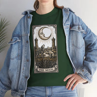Moonlight Wolves Tarot Graphic T-Shirt - Heavy Cotton Classic Fit Crewneck - Unisex White