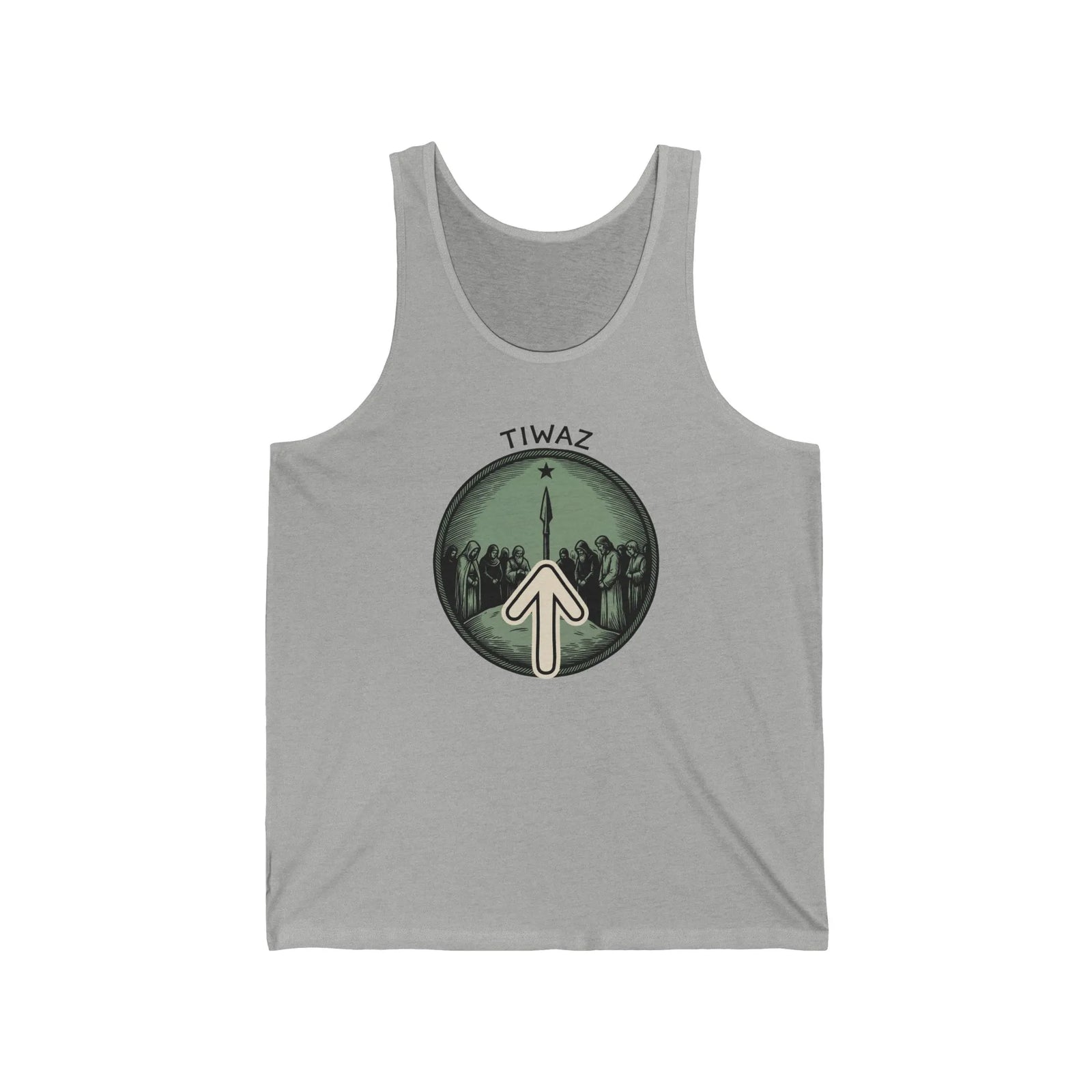 Tiwaz Justice Rune Graphic Tank Top - Lightweight Jersey Retail Fit - Unisex White