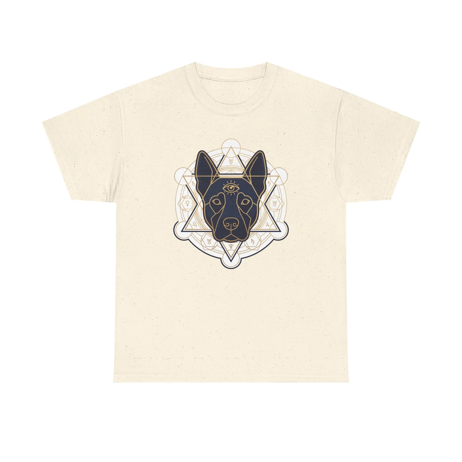 Third Eye Spirit Dog Sacred Geometry T-Shirt - Heavyweight Cotton Classic Fit Tee - Unisex White