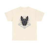 Third Eye Spirit Dog Sacred Geometry T-Shirt - Heavyweight Cotton Classic Fit Tee - Unisex White