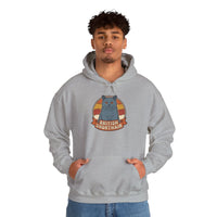 British Shorthair Retro Sunset Hoodie - Cozy Cotton Blend Pullover - Unisex White