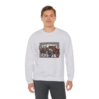 Freyja's Sacred Cats Norse Woodcut Sweatshirt - Heavy Blend Crewneck Fleece - Unisex White