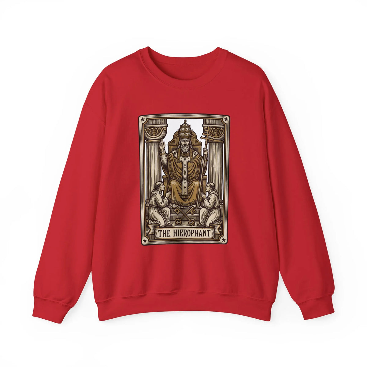 Hierophant Tarot Card Sweatshirt - Heavy Blend Crewneck Fleece - Unisex Ash