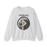 Norse Thurisaz Rune Wolf Sweatshirt - Heavy Blend Fleece Crewneck - Unisex Off White