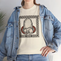Freyja's Sacred Cat Runestone T-Shirt - Heavy Cotton Classic Fit Tee - Unisex White