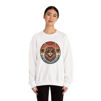 Maine Coon Aviator Cat Sweatshirt - Heavy Blend Fleece Crewneck - Unisex White