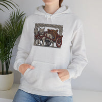 Freyja's Sacred Cats Chariot Graphic Hoodie - Cozy Fleece Pullover Hoodie - Unisex Off White
