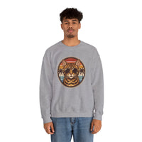 Bengal Cat Aviator Sunset Sweatshirt - Heavy Blend Fleece Crewneck - Unisex White