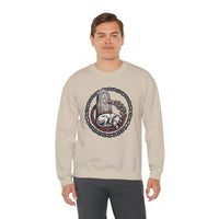 Norse Runestone Hound Odin's Wolves Sweatshirt - Medium-Heavy Cotton Blend Crewneck - Unisex White