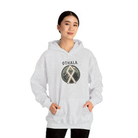 Norse Othala Rune Graphic Hoodie - Medium-Heavy Cotton Blend Pullover - Unisex White