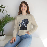 Mannaz Rune Stone Graphic Sweatshirt - Heavy Blend Crewneck Pullover - Unisex Off White