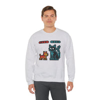 Pixel Gaming Dogs Boss Fight Sweatshirt - Heavy Blend Fleece Crewneck - Unisex White