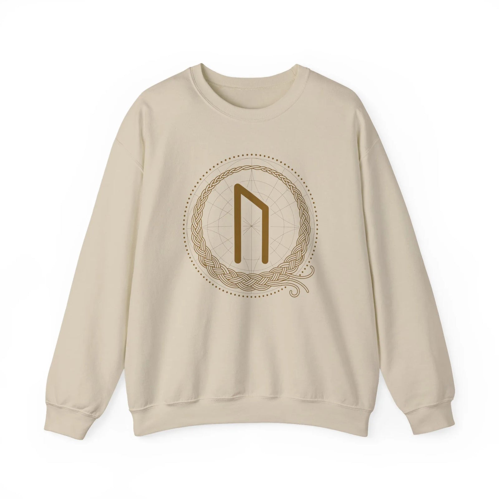 Uruz Rune Vitality Sweatshirt - Classic Fit Cotton Blend Crewneck - Unisex Off White