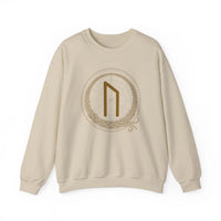 Uruz Rune Vitality Sweatshirt - Classic Fit Cotton Blend Crewneck - Unisex Off White