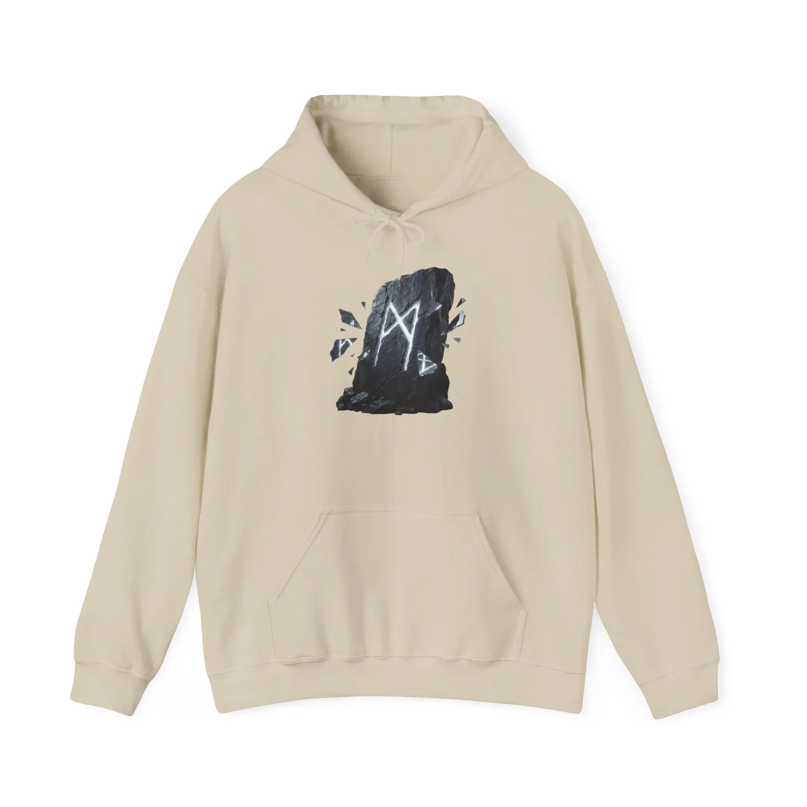 Mannaz Rune Humanity Reflection Hoodie - Heavyweight Fleece Pullover - Unisex White