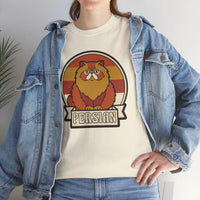 Persian Cat Retro Sunset T-Shirt - Heavy Cotton Classic Fit Tee - Unisex White