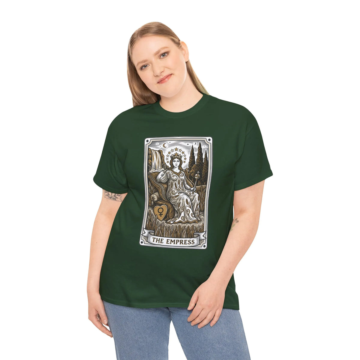 Empress Tarot Card Graphic T-Shirt - Heavy Cotton Classic Fit Tee - Unisex White